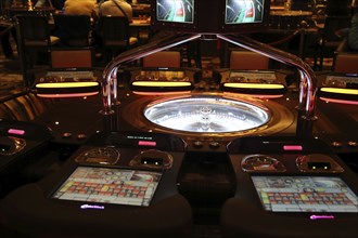 Las Vegas, Nevada-March 10, 2017: Casino machines in the entertainment area at night