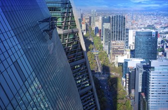 Panoramic skyline view of Mexico City business and Financial center close to Paseo De Reforma