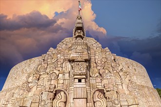 Merida, an iconic Homeland Monument Monumento a la Patria located at the runabout of Paseo de
