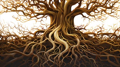 Abstract illustration depicting the branching patterns of tree roots representing natural