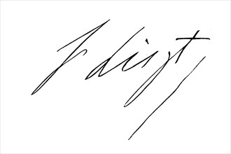 Signature, manuscript by Franz Liszt, historical, digital reproduction of an original from the 19th