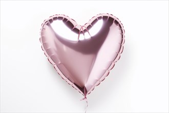 Pink heart shaped foil balloon on white background. KI generiert, generiert AI generated