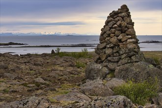 Cairn, Varða or Varda, so-called guardian, old cairn or cairn for orientation, Breiðafjörður,