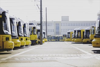 Trams of the Berlin transport company BVG are parked at the Lichtenberg depot in Berlin, 29