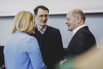 (L-R) Nancy Faeser (SPD), Federal Minister of the Interior and Home Affairs, Karl Lauterbach (SPD),