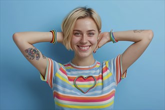 LGBTQ parade and LGBTQ2S diverse young gay people fighting for equality wrapped in rainbow flags,