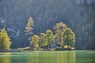 Lake Koenigssee in autumn, Alps, Bavaria, Germany, Europe