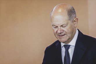 Olaf Scholz (SPD), Federal Chancellor, recorded during the weekly cabinet meeting in Berlin, 26