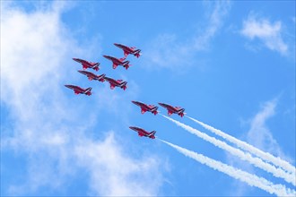 Red Arrows, Royal Air Force Aerobatic Team, Airshow 2024, Teignmouth, Devon, England, United