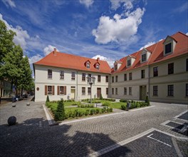 Architectural complex Wallstraße on Bachplatz, standardised 18th century building style, Köthen,