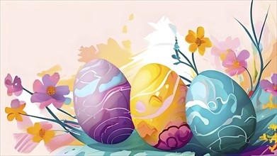 Abstract illustration of Easter with swirling pastel colors, resembling the soft hues of painted