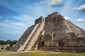 Ancient mayan pyramid (Pyramid of the Magician El Adivino) in Uxmal, Mexico, Central America