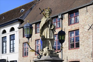 John of Nepomuk or John Nepomucene statue, Bruges, Flanders, Belgium, Europe