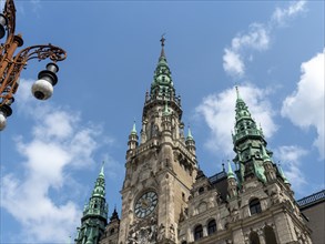 Magnificent old town hall with towers and copper roofs, neo-Renaissance, Liberec, Czech Republic,