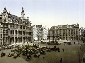 The Grote Markt in Brussels, Belgium, ca 1895, Historical, digitally restored reproduction from a