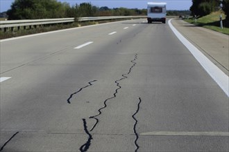 Repaired motorway, need for renovation, Germany, Europe