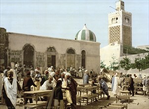 Ebony market, Tunis, Tunisia, c. 1895, Historical, digitally restored reproduction from a 19th