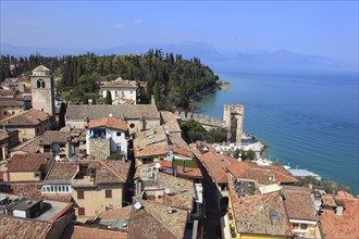 General view of the old town centre of Sirmione on the southern shore of Lake Garda, Province of