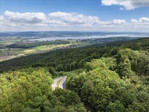 Aerial view of the Schienerberg, vantage point with a view of western Lake Constance, on the