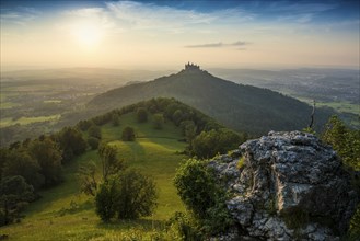 Hohenzollern Castle, sunset, Hechingen, Swabian Alb, Baden-Württemberg, Germany, Europe