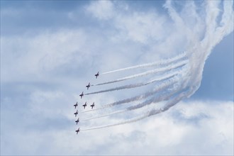 Red Arrows, Royal Air Force Aerobatic Team, Airshow 2024, Teignmouth, Devon, England, United