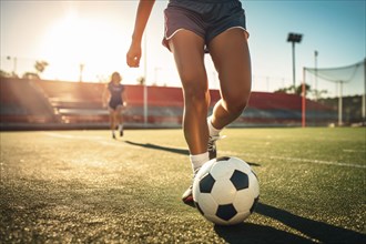 Women playing soccer. KI generiert, generiert, AI generated