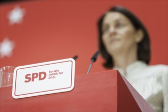 Katarina Barley, SPD lead candidate for the 2024 European elections, at a press conference