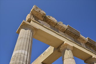 Morning light, Propylaea, Lindos, Rhodes, Dodecanese, Greek Islands, Greece, Europe