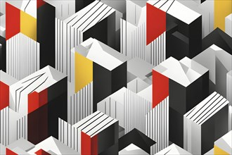 Minimalist abstract wallpaper illustration symbolizing architecture in simple geometric shapes, AI