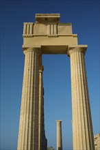 Acropolis of Lindos, morning light, Temple of Athena Lindia, Lindos, Rhodes, Dodecanese, Greek