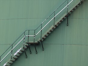 External staircase on a tank, Hamburg harbor, Germany, Europe