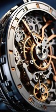 AI generated mechanical watch close up with shimmering digital component