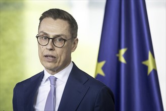 Alexander Stubb, President of the Republic of Finland, recorded during a press statement together