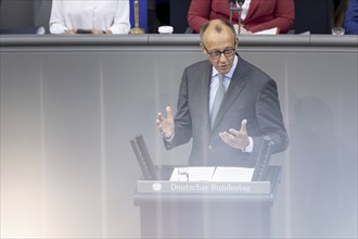 Friedrich Merz, CDU party chairman, recorded during a speech in the plenary session of the German