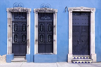 Central Mexico, Aguascalientes colorful streets and colonial houses in historic city center, one of