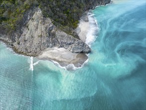 Aerial view, tropical island in the turquoise ocean, Tortuga Island, Puntarenas, Costa Rica,