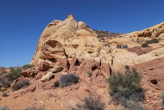 Rock formations along the Fire Canyon Overlook Trail at Valley of Fire State Park near Overton,