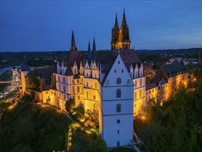 With Albrechtsburg Castle, cathedral, bishop's palace and granary, Meissen, Saxony, Germany, Europe