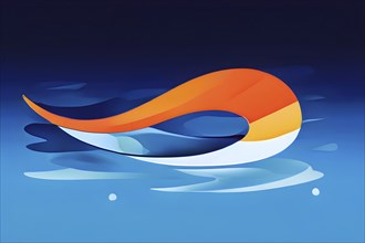 Minimalist illustration as abstract symbol for swimming embodying motion, AI generated