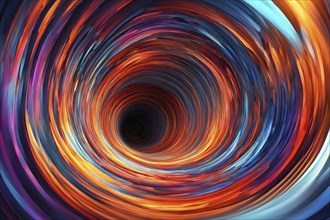 Abstract digital art capturing the essence of a swirling tunnel in vibrant colors in dynamic