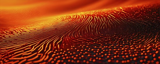 Fingerprint background dominated by swirl patterns in orange hues, AI generated