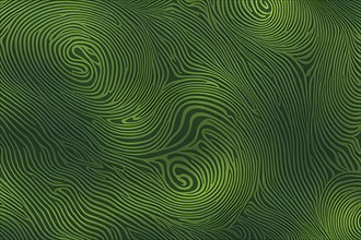 Fingerprint background dominated by swirl patterns in green hues, AI generated