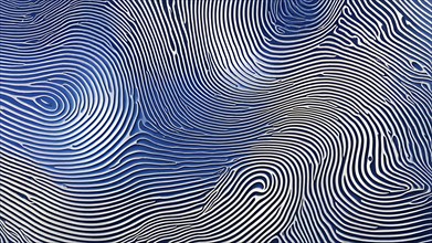 Fingerprint background dominated by swirl patterns in blue hues, AI generated