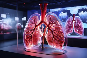 Holographicaly enhanced virtual reality human lung, ai generated, AI generated