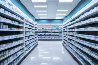 Calm environment of a modern pharmacy, ai generated, AI generated