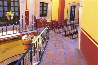 Zacatecas, Mexico, colorful colonial old city streets in historic center near central cathedral,