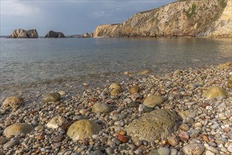 Pebble Beach on the Atlantic coast. Camaret, Crozon, Finistere, Brittany, France, Europe