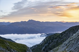 Mountains at sunrise, Carnic High Trail, Carnic Alps, Carinthia, Austria, Europe