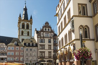 Market square and medieval houses, Trier, Rhineland-Palatinate, Germany, Europe