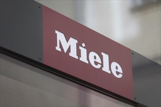 Miele logo above a shop, in Berlin, 27/03/2024